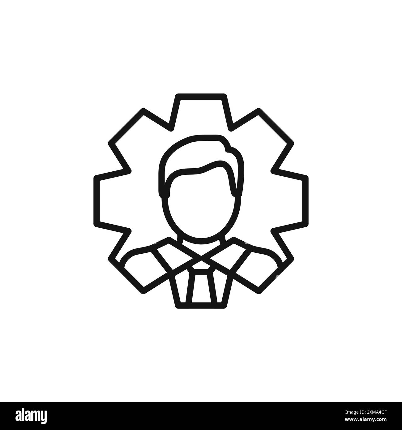 Raccolta di profili dell'icona Gestione utenti o impostazione in bianco e nero Illustrazione Vettoriale