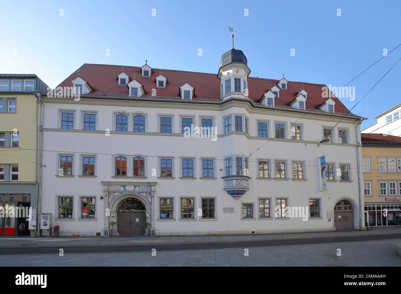 Casa rinascimentale con oriel e ornamenti, rabbia, Erfurt, Turingia, Germania Foto Stock