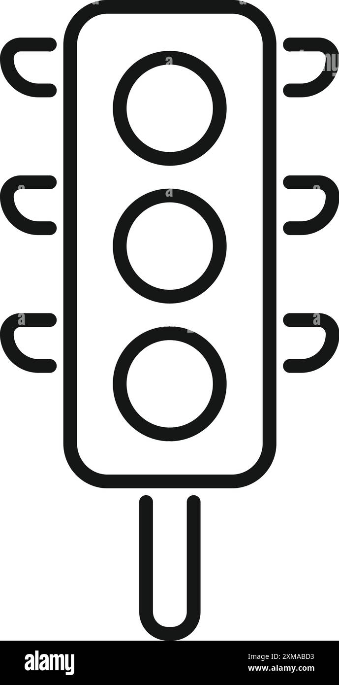 Semplice icona line art di un semaforo, che rappresenta il codice della strada e la sicurezza stradale Illustrazione Vettoriale