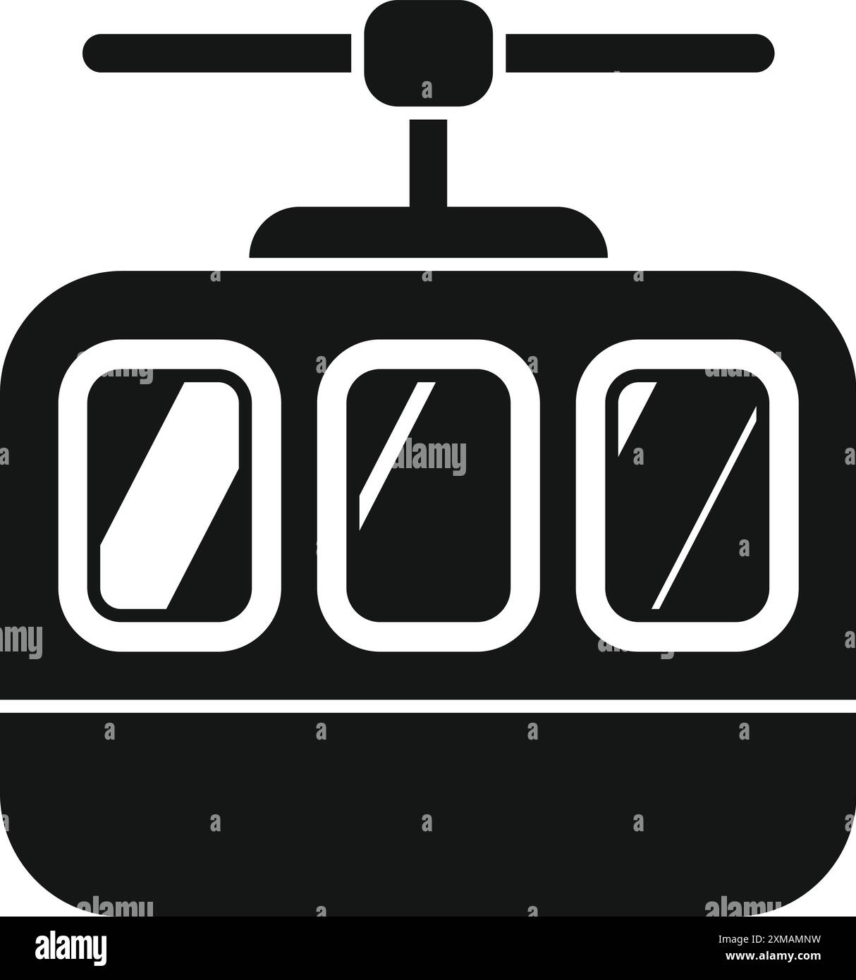 Sagoma di una cabina della funivia che sale su una vetta di montagna, rappresentando l'avventura e l'esplorazione Illustrazione Vettoriale