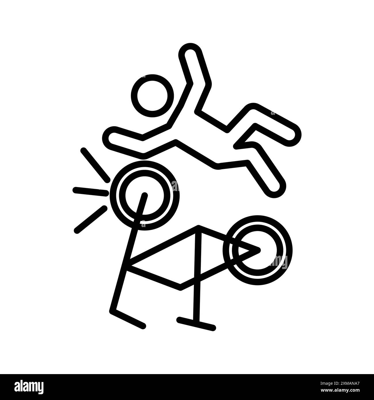 icona di incidente becycle logo lineare set di marchi in bianco e nero per il web Illustrazione Vettoriale