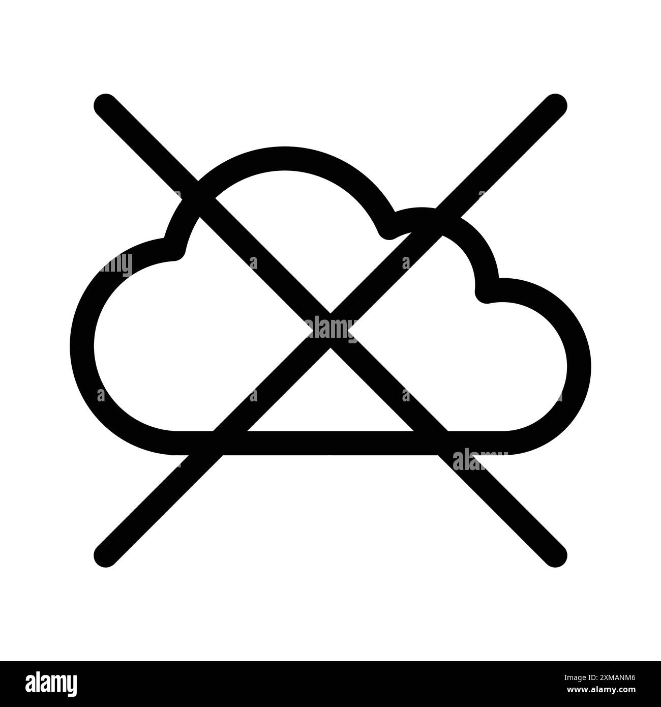 icona di disabilitazione della sincronizzazione cloud, set di contrassegni logo lineari in bianco e nero per il web Illustrazione Vettoriale