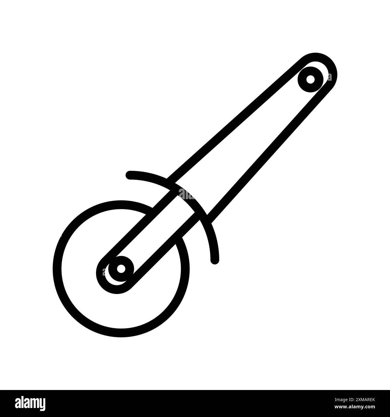 Collezione Pizza Cuttier Icon logo lineare in bianco e nero per il Web Illustrazione Vettoriale