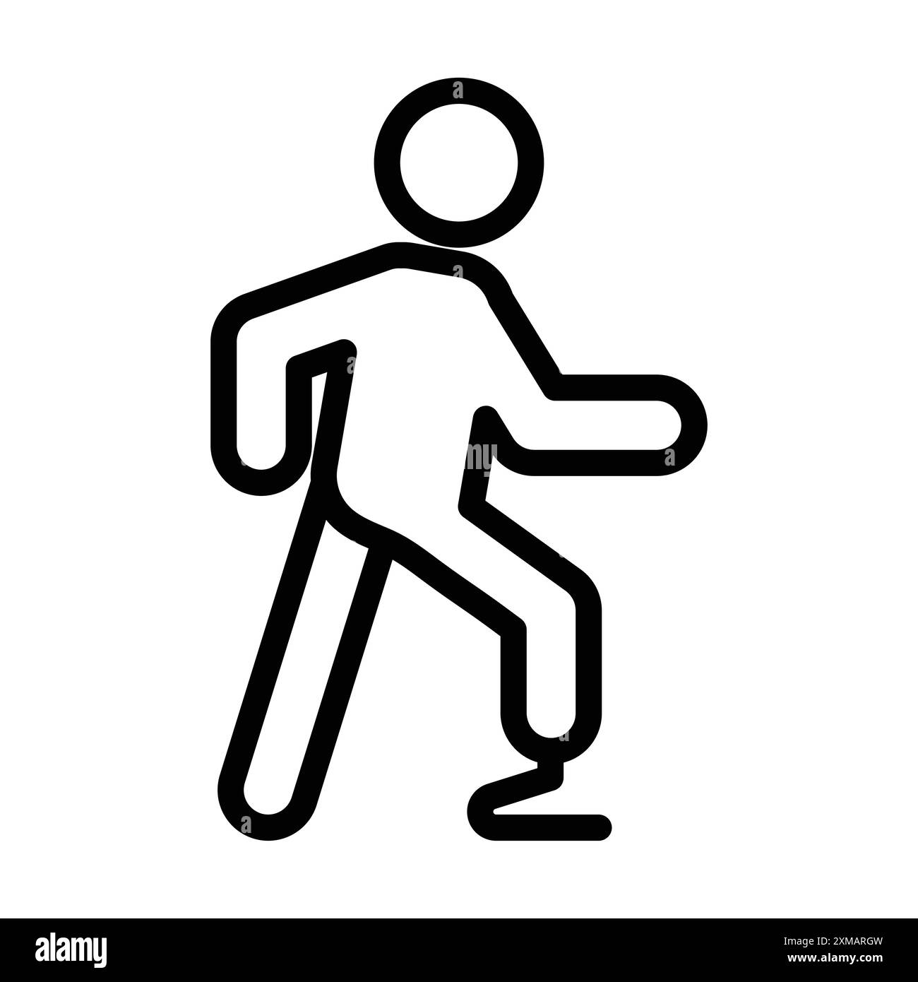 Icona della gamba protesica, logo lineare, set di marchi in bianco e nero per il Web Illustrazione Vettoriale