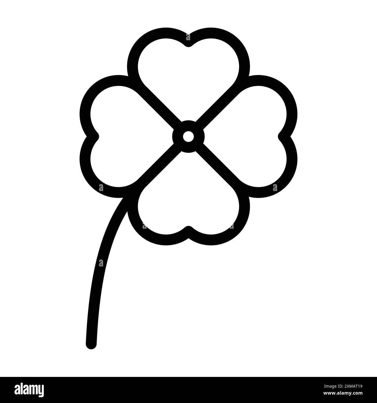 Logo lineare con icona a forma di foglia di San patrizio, collezione in bianco e nero per il Web Illustrazione Vettoriale