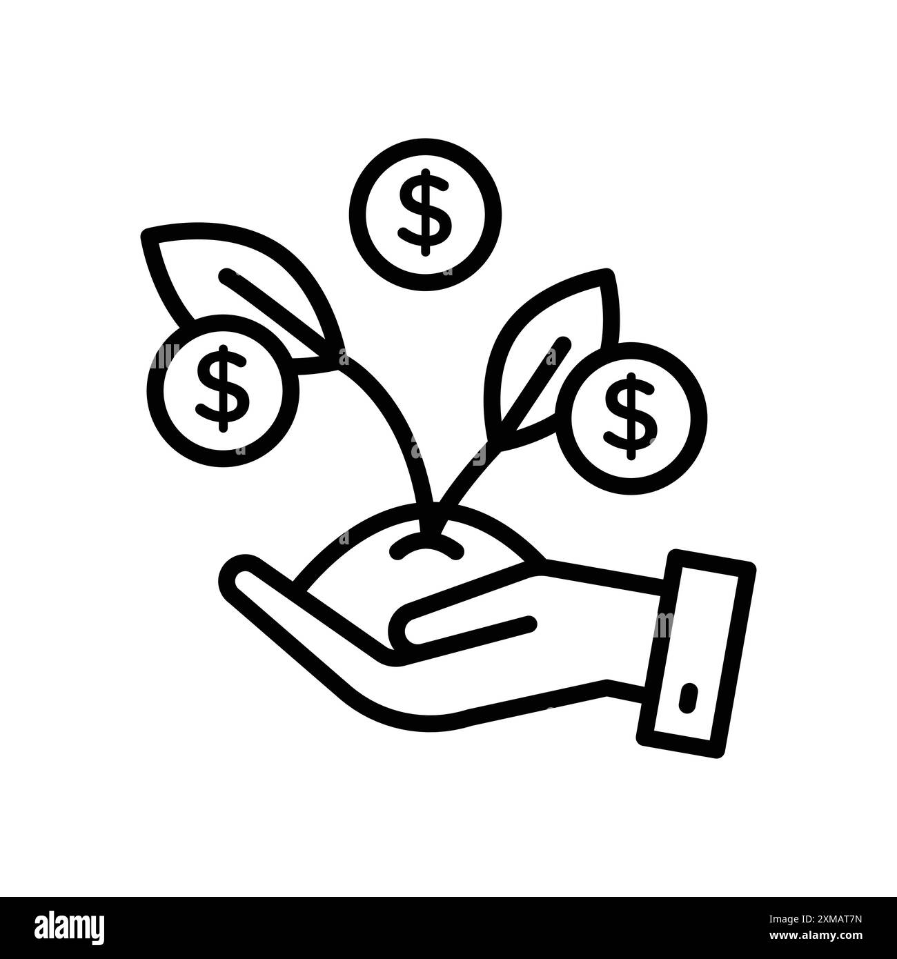 Set di marchi lineari con logo Seed Money Icon in bianco e nero per il Web Illustrazione Vettoriale