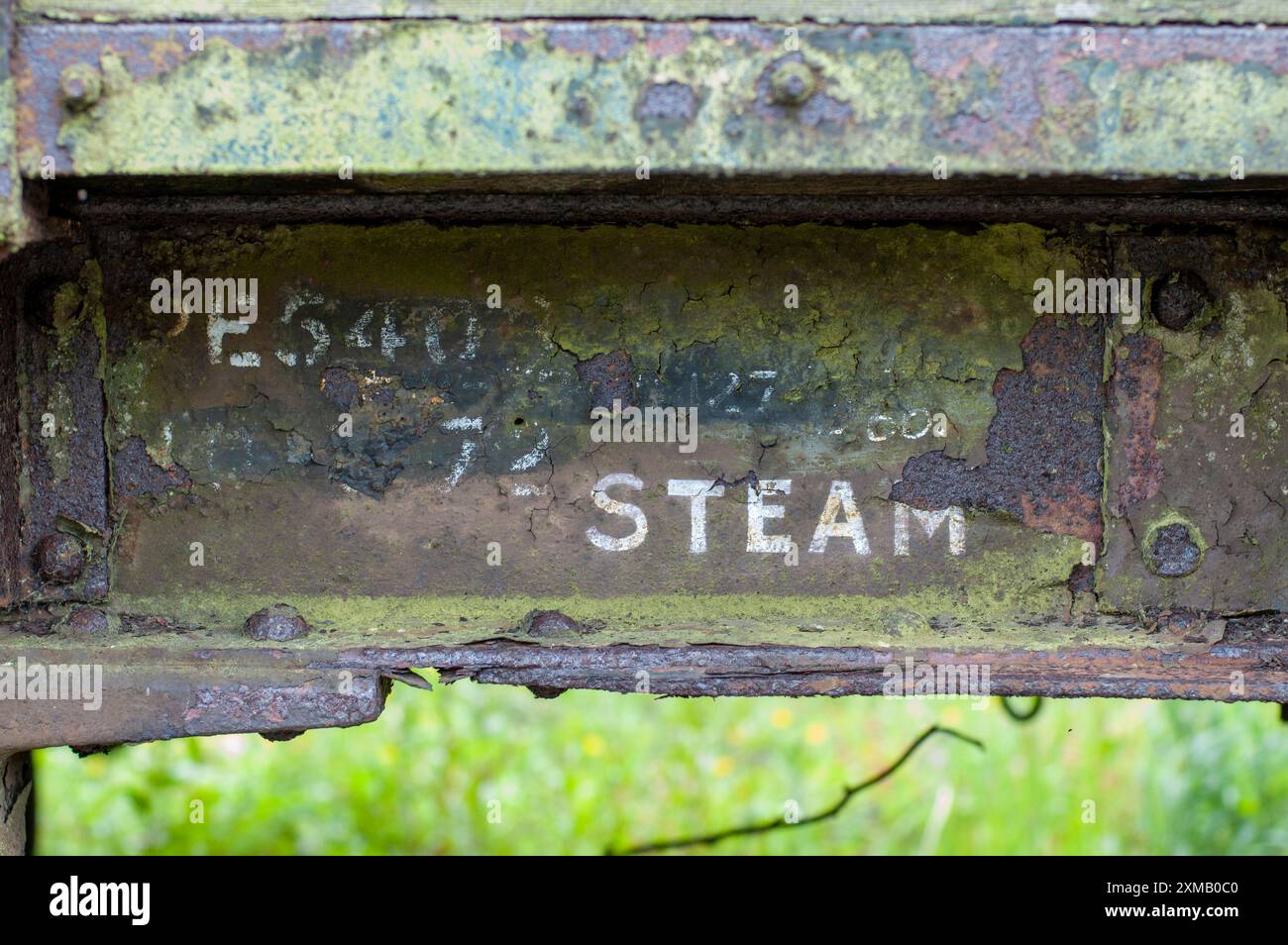 Primo piano delle vecchie attrezzature ferroviarie Foto Stock