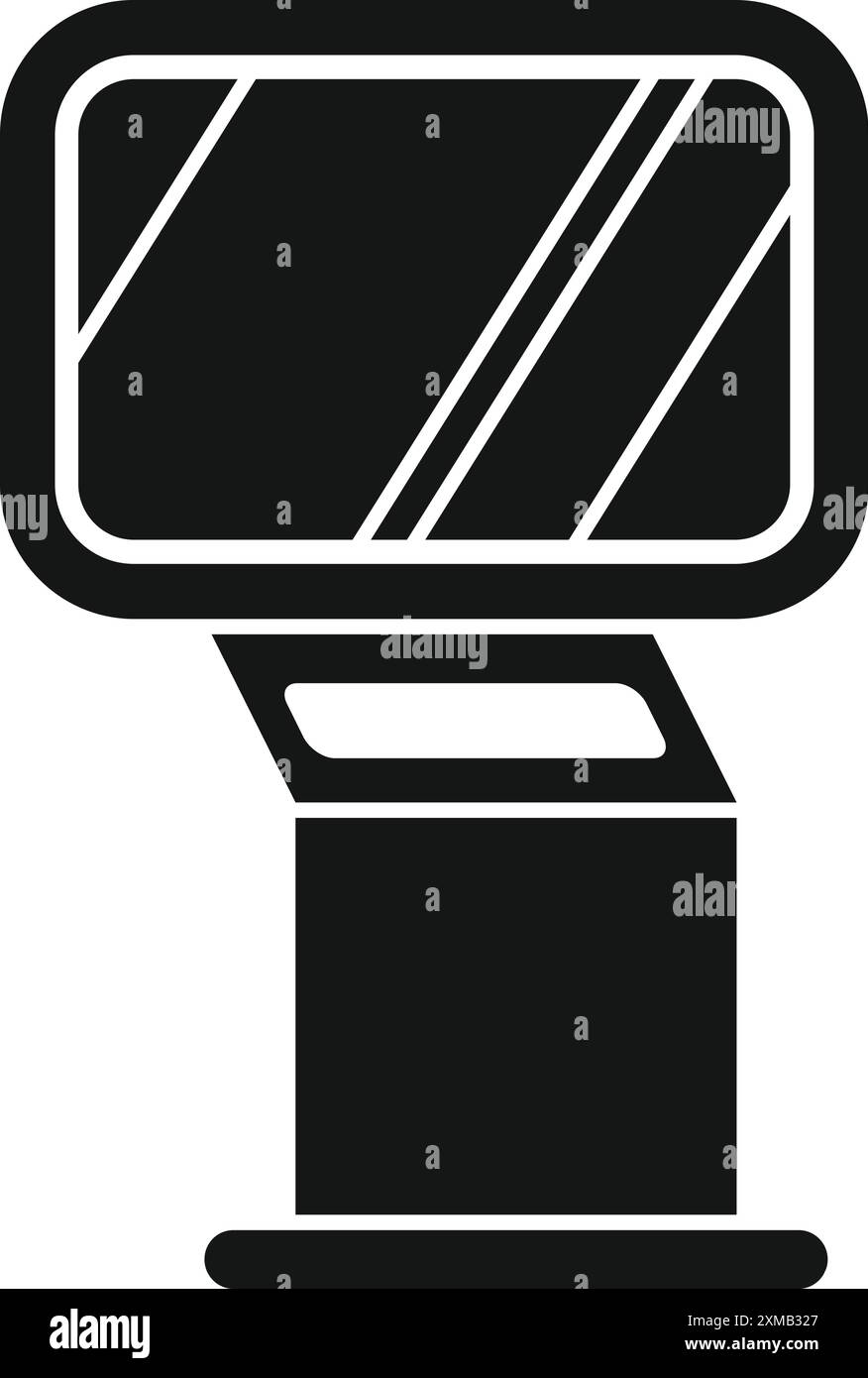 Chiosco informativo digitale con schermo vuoto in piedi sul pavimento Illustrazione Vettoriale