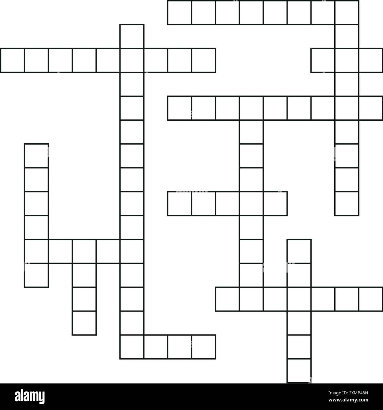 Modello di puzzle a parole incrociate con griglia di parole vuota. schema per il gioco delle parole incrociate dei giornali. Illustrazione vettoriale piatta isolata su sfondo bianco. Illustrazione Vettoriale