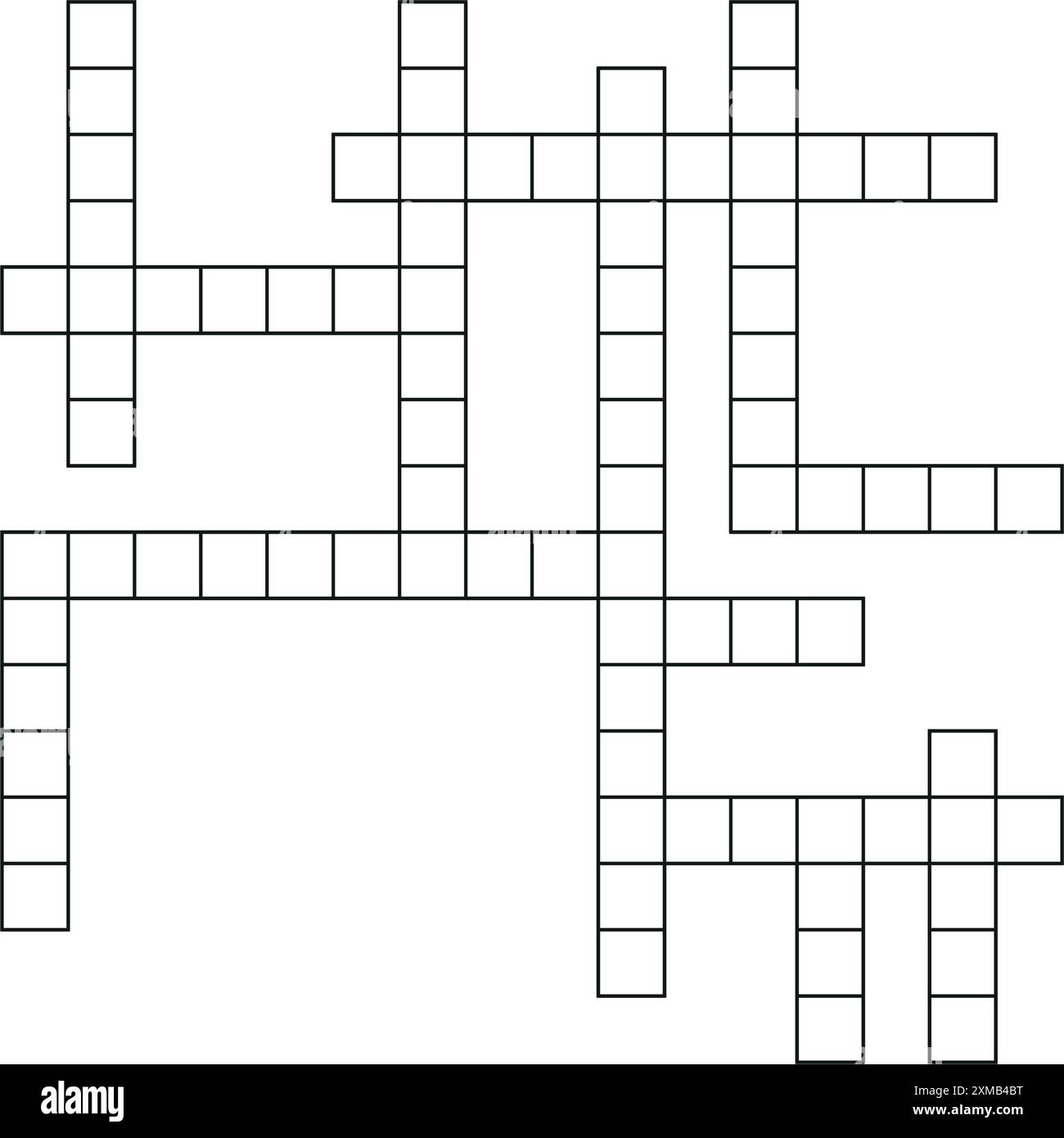 Modello di puzzle a parole incrociate con griglia di parole vuota. schema per il gioco delle parole incrociate dei giornali. Illustrazione vettoriale piatta isolata su sfondo bianco. Illustrazione Vettoriale