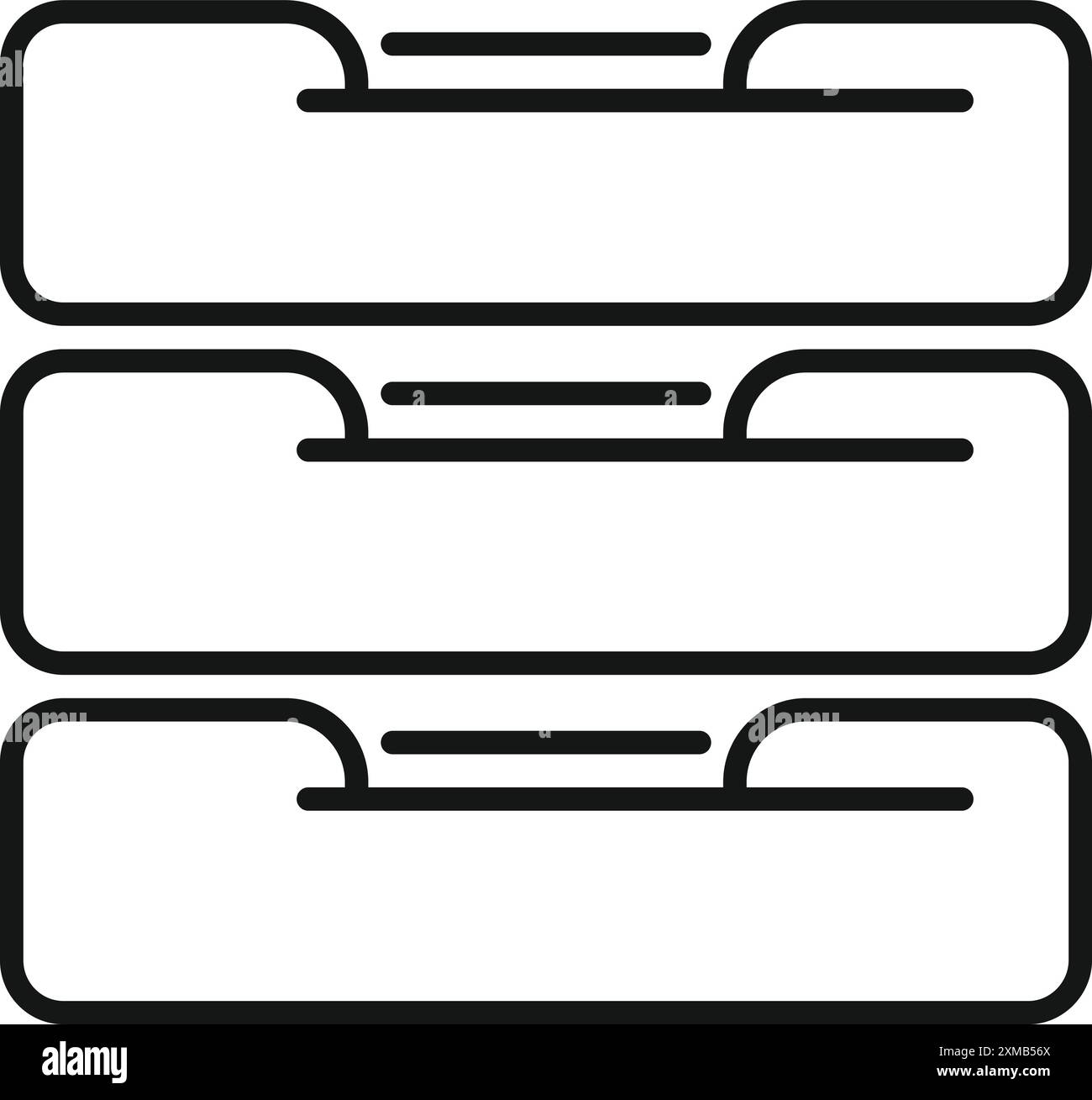 Icona a riga che rappresenta un sistema di archiviazione dati, che simboleggia l'organizzazione e l'archiviazione dei file Illustrazione Vettoriale