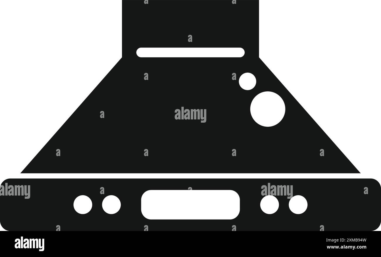 La cappa da cucina nera sta ventilando e pulendo l'aria Illustrazione Vettoriale
