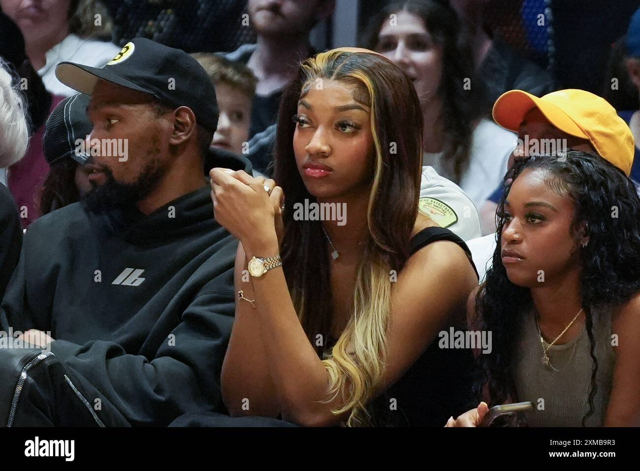 KEVIN DURANT DEL TEAM USA E ANGEL REESE durante la partita internazionale di basket femminile tra USA e Germania il 23 luglio 2024 all'O2 Arena di Londra, Inghilterra - foto Laurent Lairys / DPPI Foto Stock