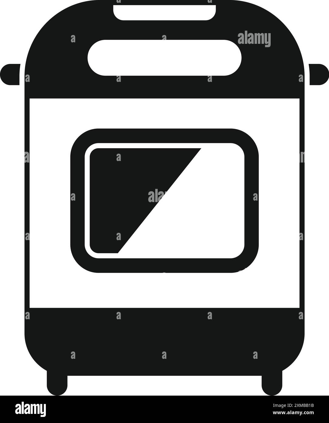 Silhouette in bianco e nero di una moderna macchina multi-cottura per cuocere a vapore gli alimenti, con finestra trasparente Illustrazione Vettoriale