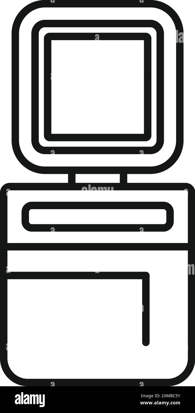 Disegno in linea di una console di gioco portatile retrò con schermo vuoto, che riporta i ricordi degli anni '1980 Illustrazione Vettoriale