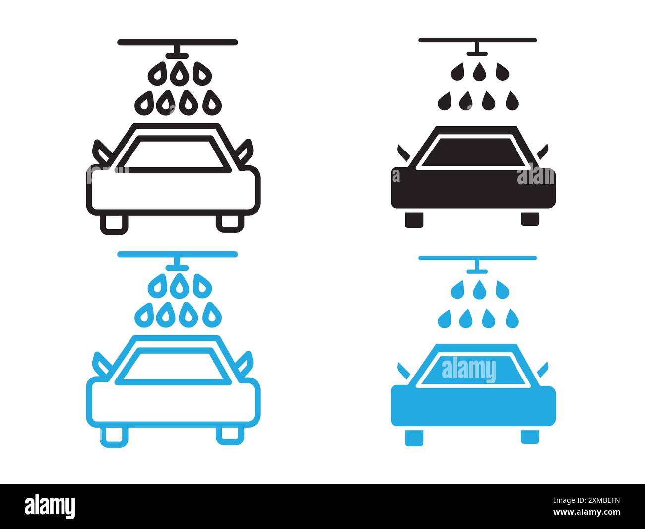 Icona del negozio di autolavaggio linea vettoriale marchio logo o set di simboli stile contorno collezione Illustrazione Vettoriale