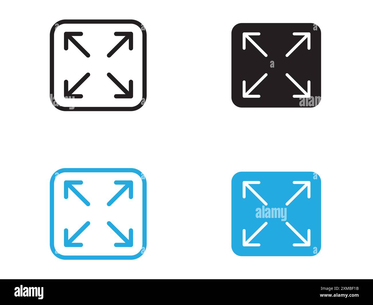 Espandi icona linea vettoriale logo segno o stile contorno collezione set di simboli Illustrazione Vettoriale