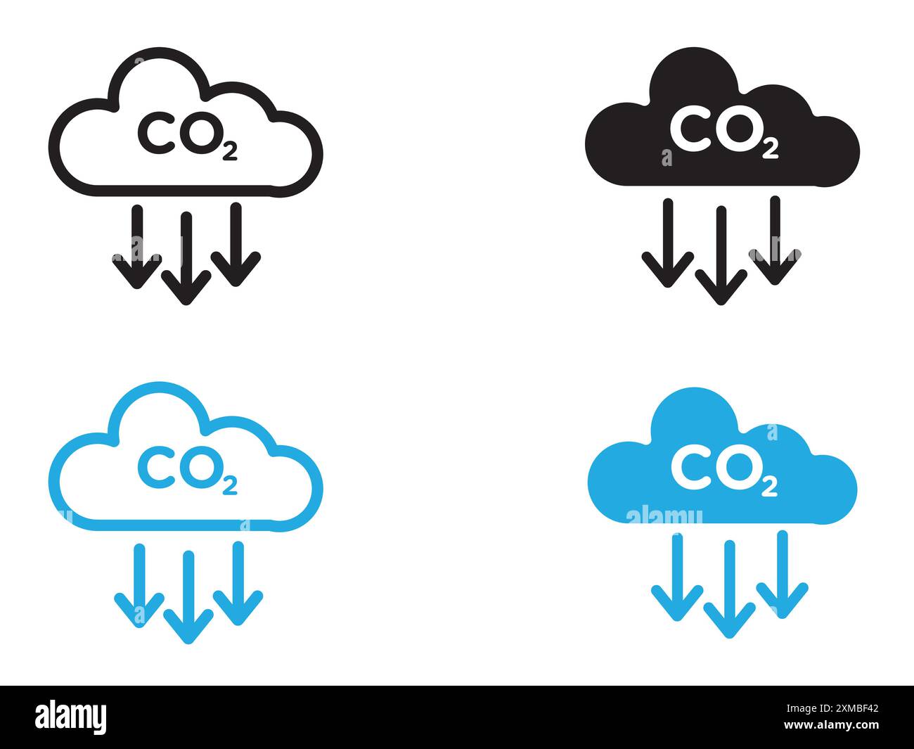 Icona riduzione CO2 linea vettoriale logo o set di simboli stile contorno raccolta Illustrazione Vettoriale