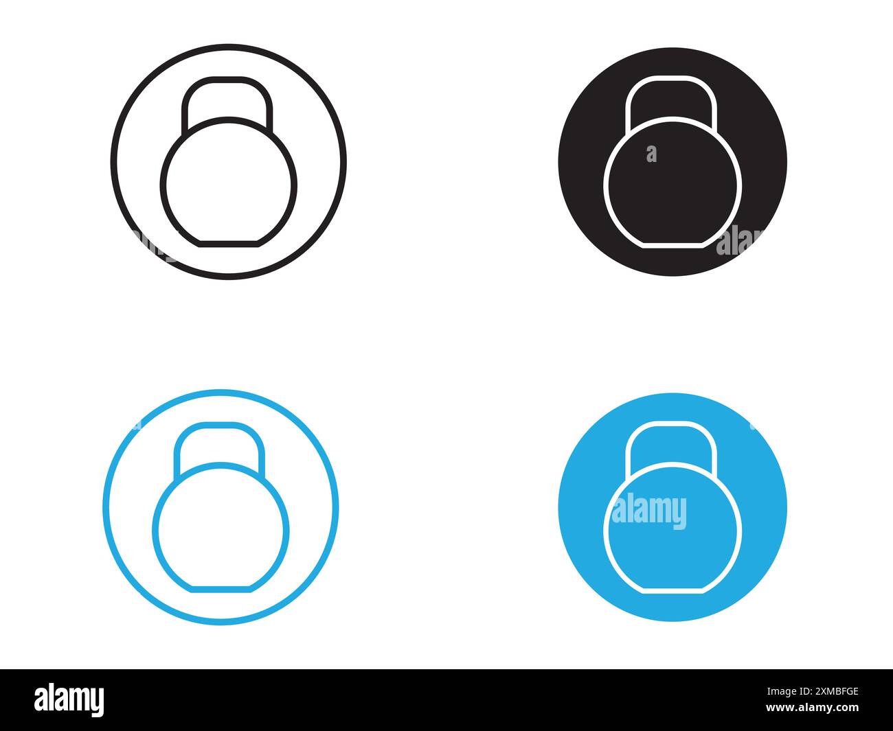 icona kettlebell linea vettoriale logo o set di simboli stile contorno collezione Illustrazione Vettoriale