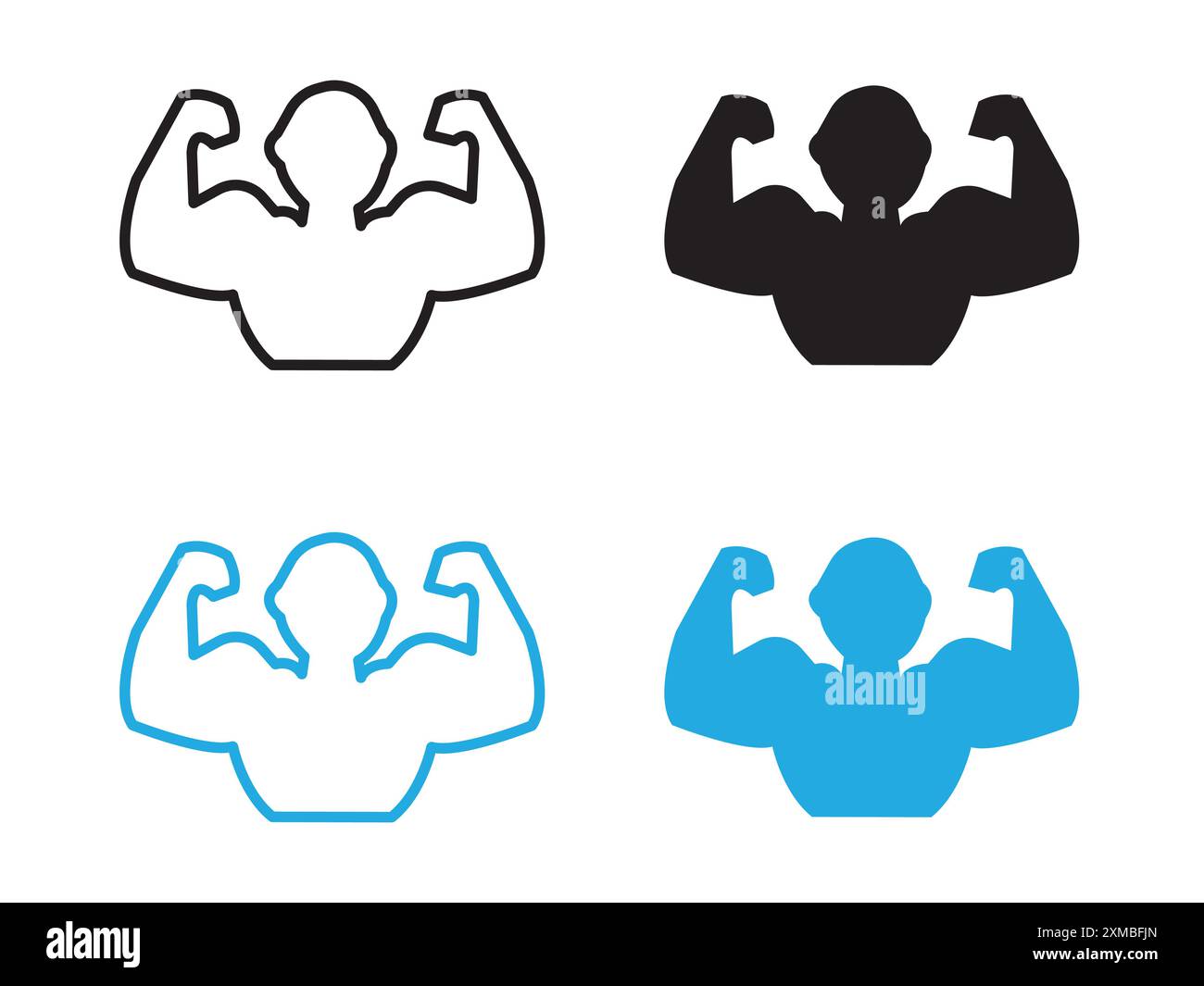 L'uomo ha muscoli forti icona linea vettoriale logo o set di simboli stile contorno collezione Illustrazione Vettoriale