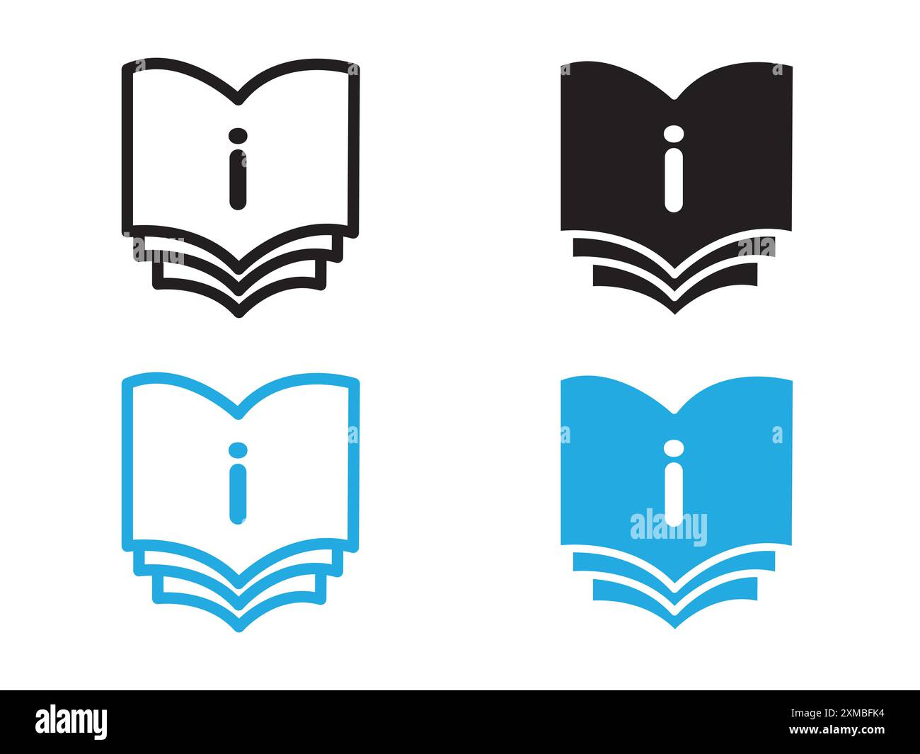 Icona del libretto informazioni linea vettoriale logo marchio o set di simboli stile contorno raccolta Illustrazione Vettoriale