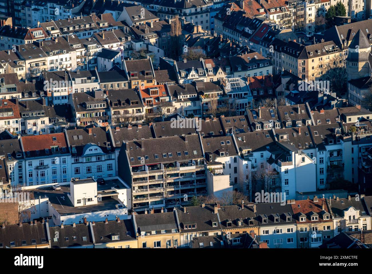 Vista sul centro di Duesseldorf, l'area residenziale nel quartiere di Friedrichstadt, la Renania settentrionale-Vestfalia, Germania Foto Stock