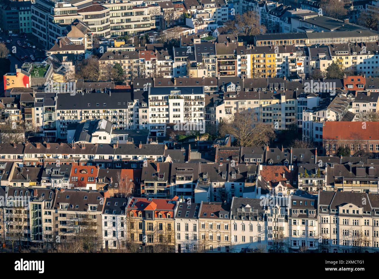 Vista sul centro di Duesseldorf, l'area residenziale nel quartiere di Friedrichstadt, la Renania settentrionale-Vestfalia, Germania Foto Stock