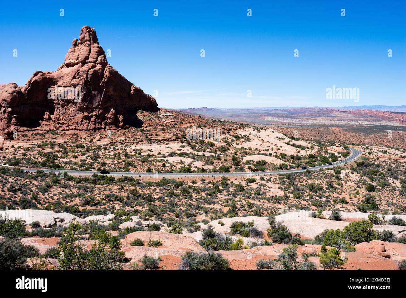 Vista panoramica dal punto panoramico Garden of Eden nell'Arches National Park - Moab, Utah Foto Stock