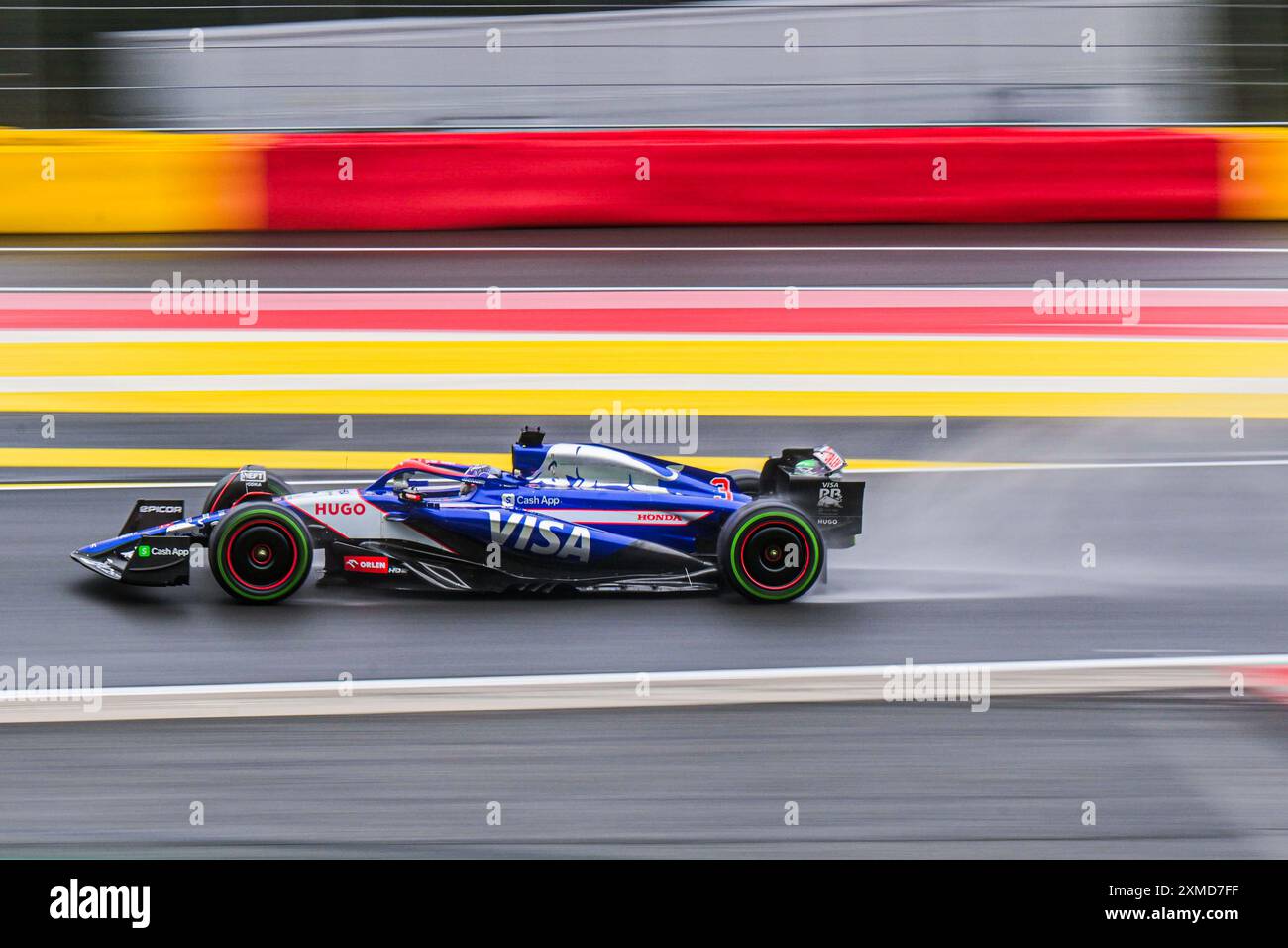 Spa, Belgio. 27 luglio 2024. Scuderia AlphaTauri pilota australiano Daniel Ricciardo nella foto in azione durante la sessione di qualificazione davanti alla gara del Gran Premio di F1 del Belgio, a Spa-Francorchamps, sabato 27 luglio 2024. Il Gran Premio di Formula 1 di Spa-Francorchamps si svolge questo fine settimana, dal 25 al 28 luglio. BELGA FOTO JONAS ROOSENS credito: Belga News Agency/Alamy Live News Foto Stock