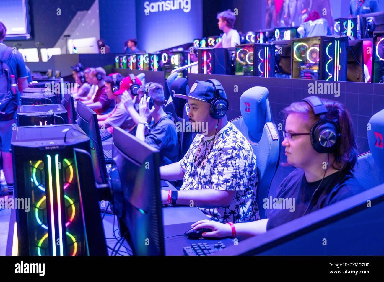 Gamescom, la più grande fiera mondiale per videogiochi e videogiochi, a Colonia, in Germania Foto Stock