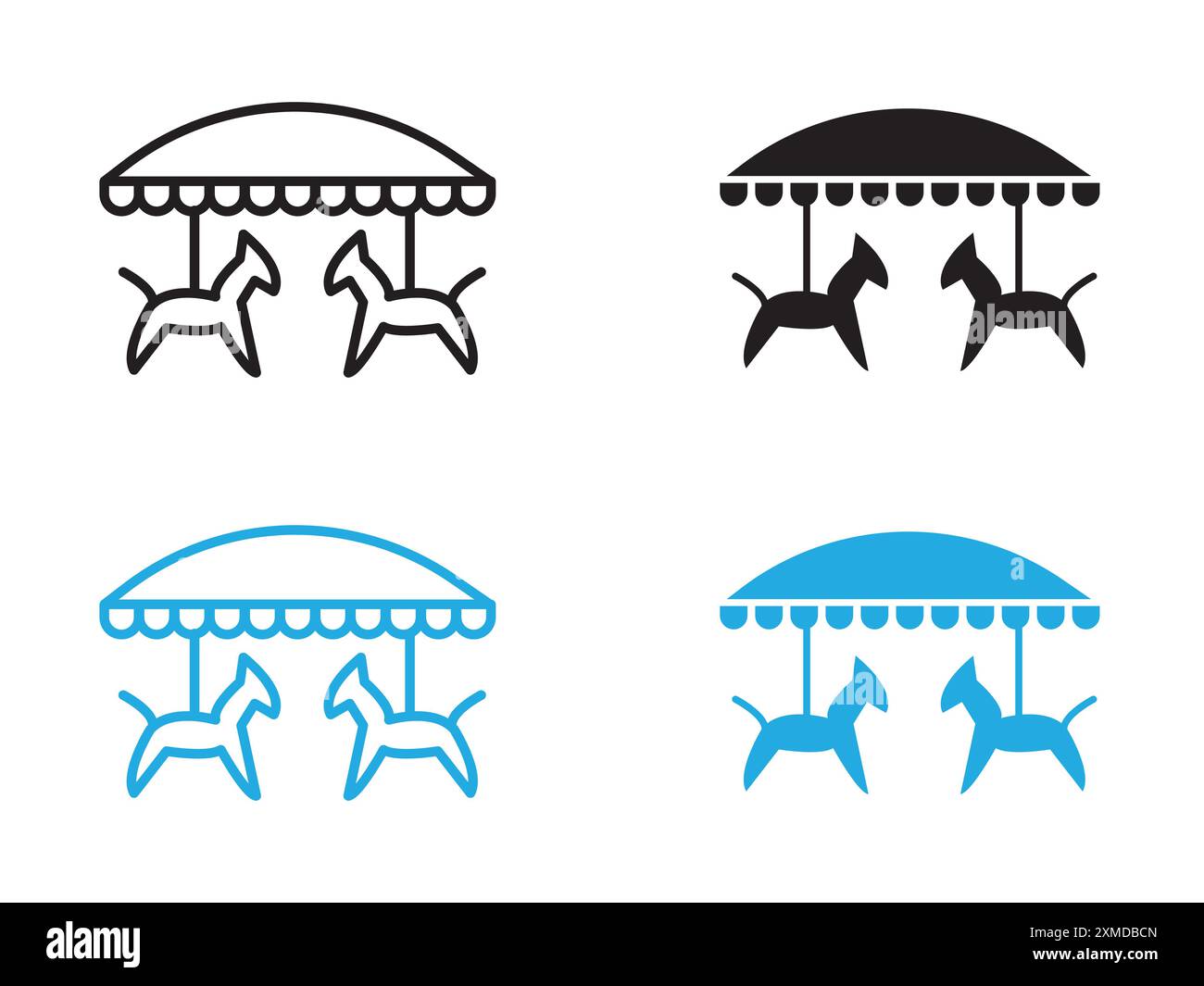 Icona a carosello linea vettoriale logo segno o set di simboli stile contorno collezione Illustrazione Vettoriale