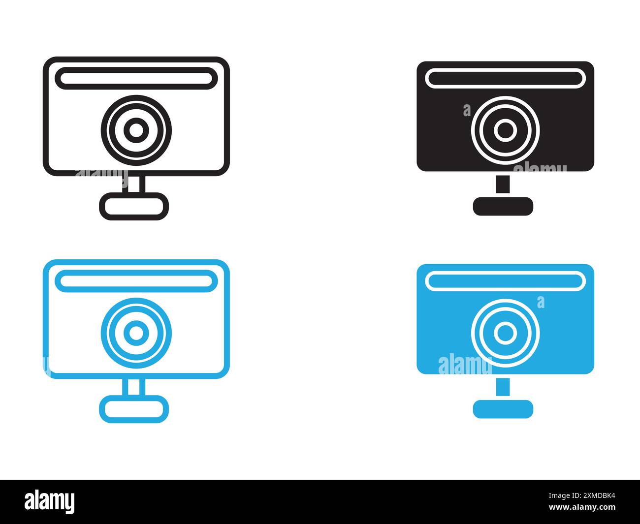 Icona della webcam digitale linea vettoriale logo o set di simboli stile del contorno della collezione Illustrazione Vettoriale