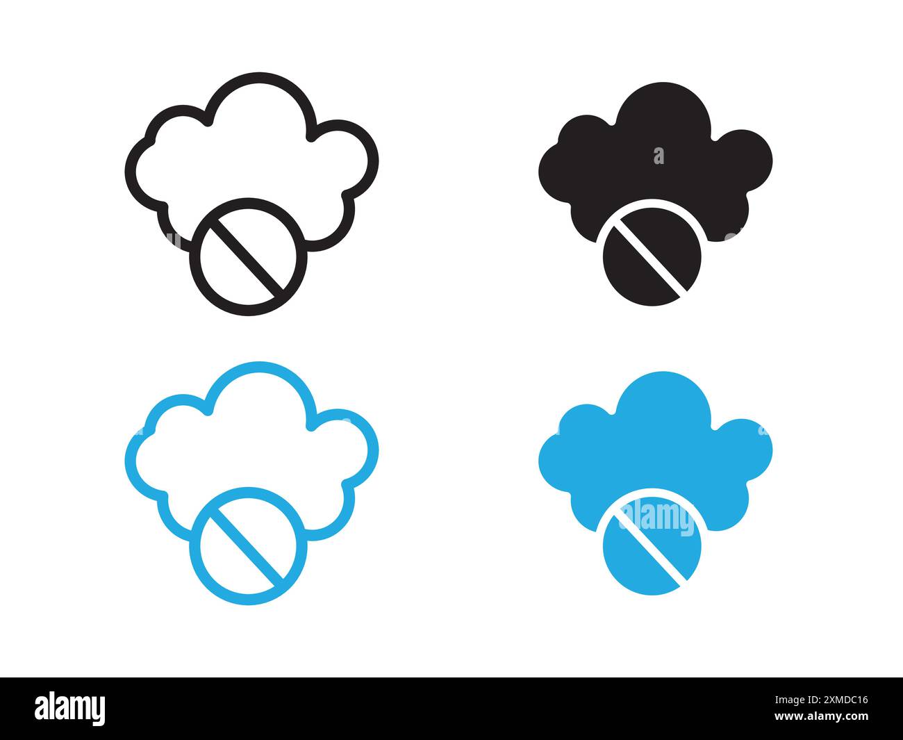 icona di disattivazione della sincronizzazione cloud linea vettoriale logo contrassegno o stile contorno raccolta set di simboli Illustrazione Vettoriale