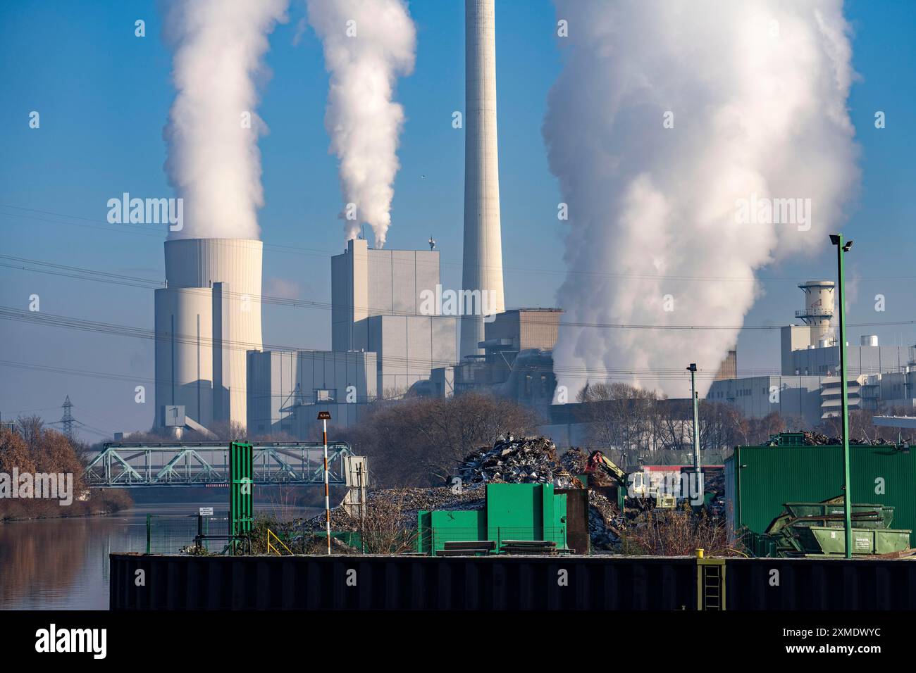 STEAG ha combinato calore ed energia elettrica a Herne-Baukau, centrale elettrica a carbone, di fronte alla nuova centrale a gas e vapore, unità 6, presso l'Herne Foto Stock