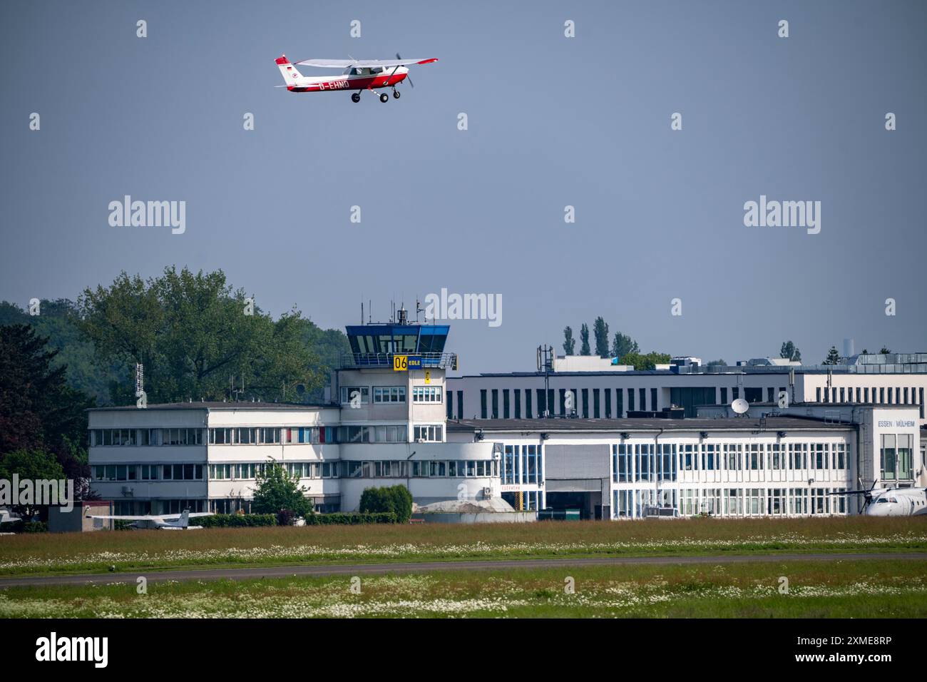 Aeroporto di Muelheim-Essen, aeroporto commerciale a sud di Essen e ad est di Muelheim an der Ruhr, per l'aviazione di piacere e d'affari Foto Stock