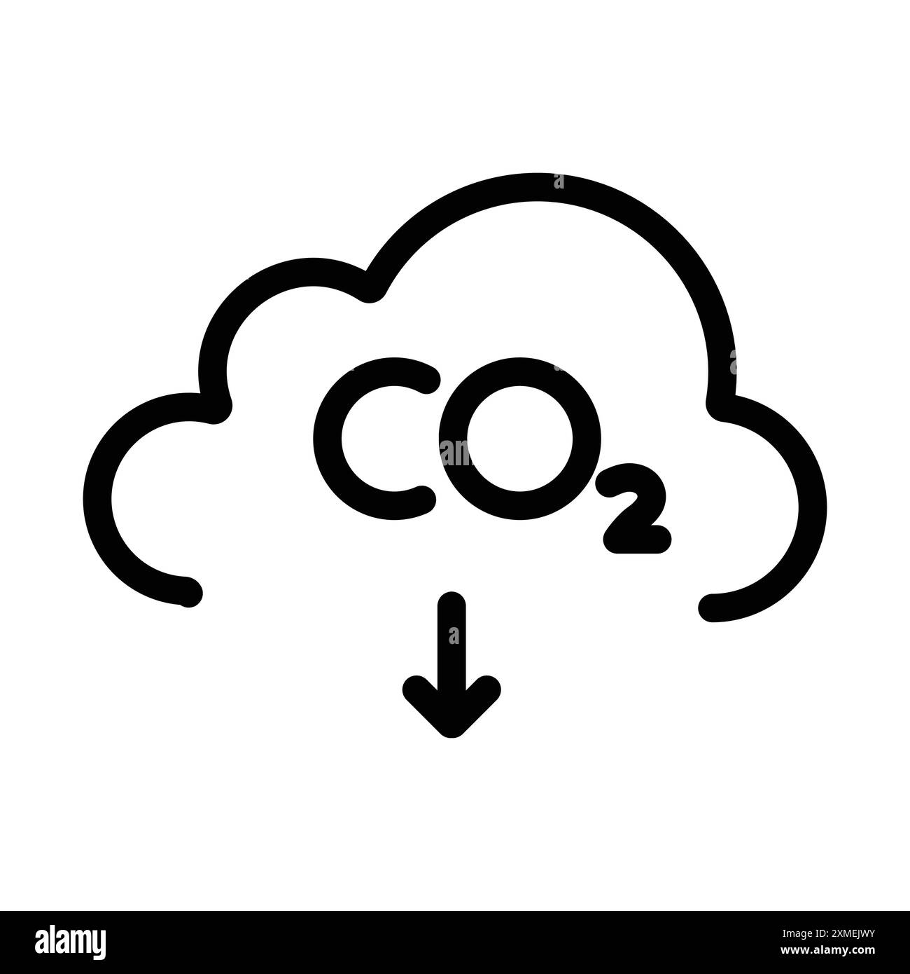 Icona di riduzione CO2 impostata nello stile di contorno sottile e nel segno vettoriale lineare Illustrazione Vettoriale