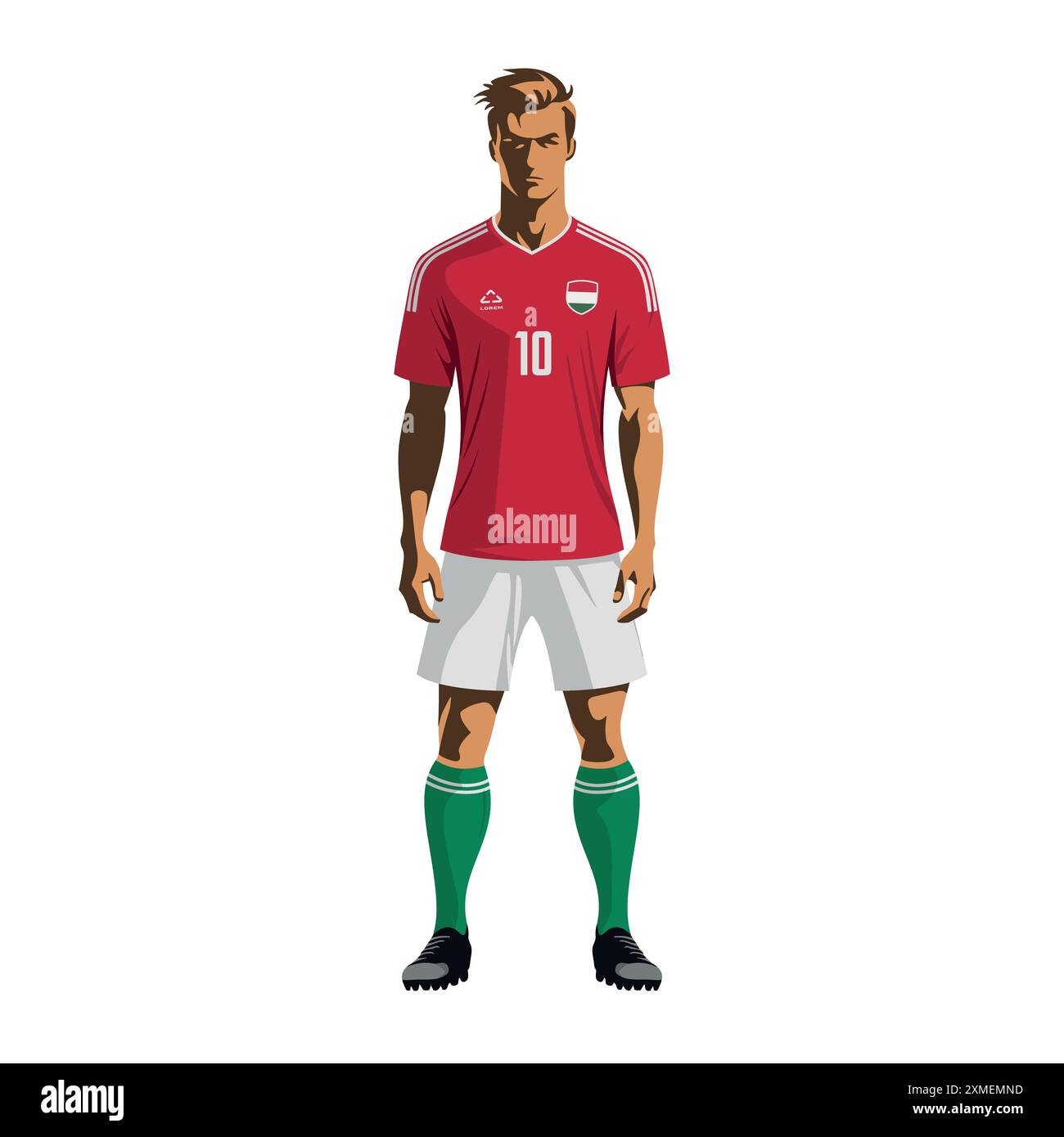 Giocatore di calcio in uniforme della squadra ungherese. Illustrazione vettoriale Illustrazione Vettoriale