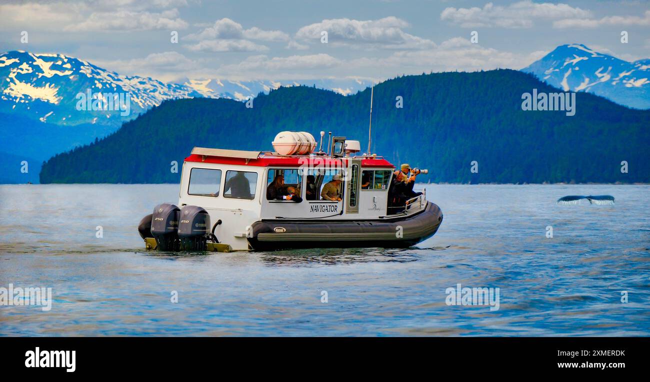 JUNEAU, ALASKA - 7 luglio 2024: La città di Juneau è la capitale dell'Alaska. La popolazione di Juneau può aumentare di circa 6.000 persone dalle crociere Foto Stock