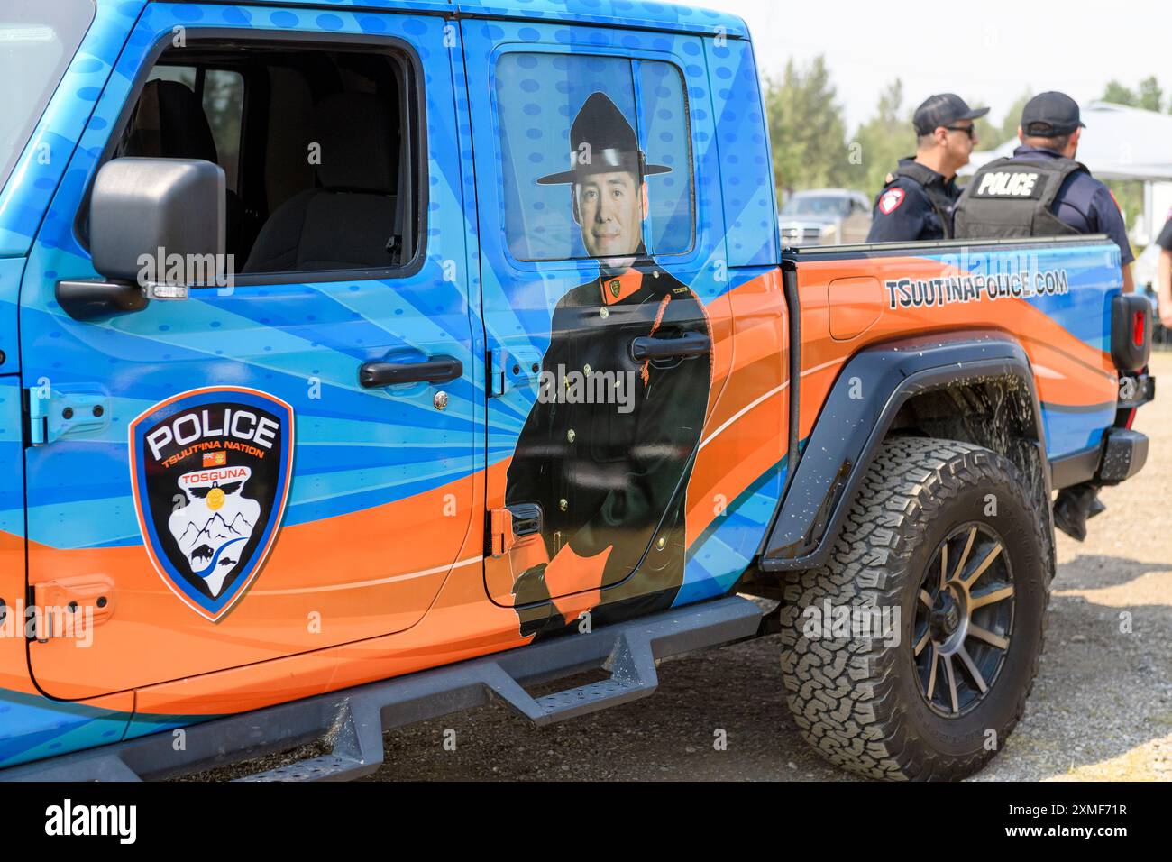 Tsuut'ina Nation Police Service presso il Bragg Creek Powwow Alberta Canada Foto Stock