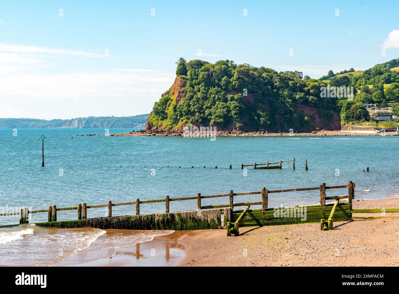 Il Ness di Teignmouth Beach, Teignmouth, Devon, Inghilterra Foto Stock