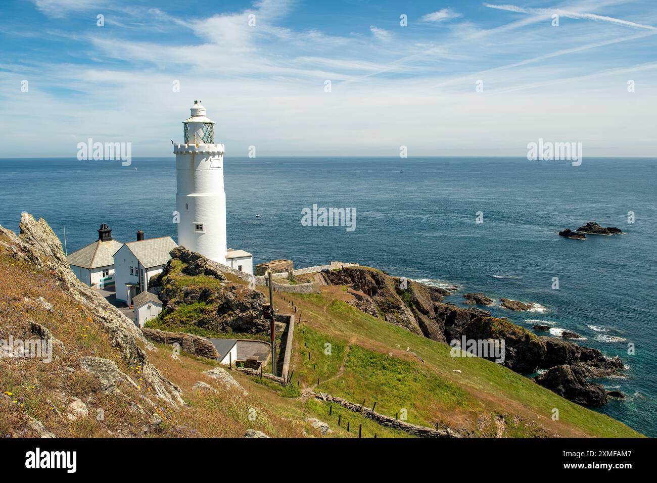 Faro di Start Point, vicino a Kingsbridge, Devon, Inghilterra Foto Stock