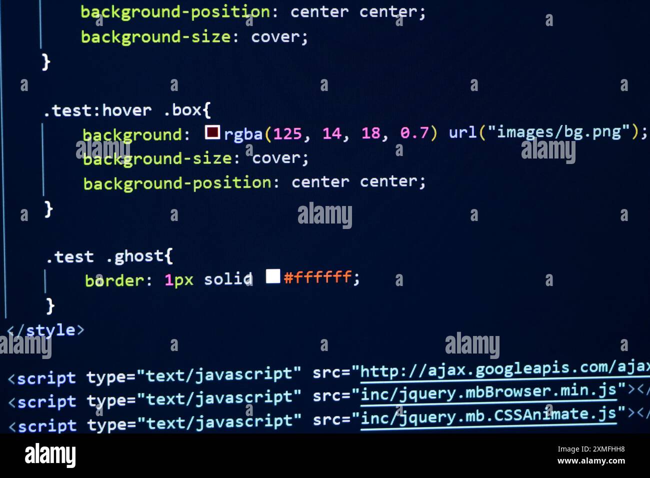 Schermata di programmazione della codifica, schermata di codifica dello sviluppatore Web Foto Stock