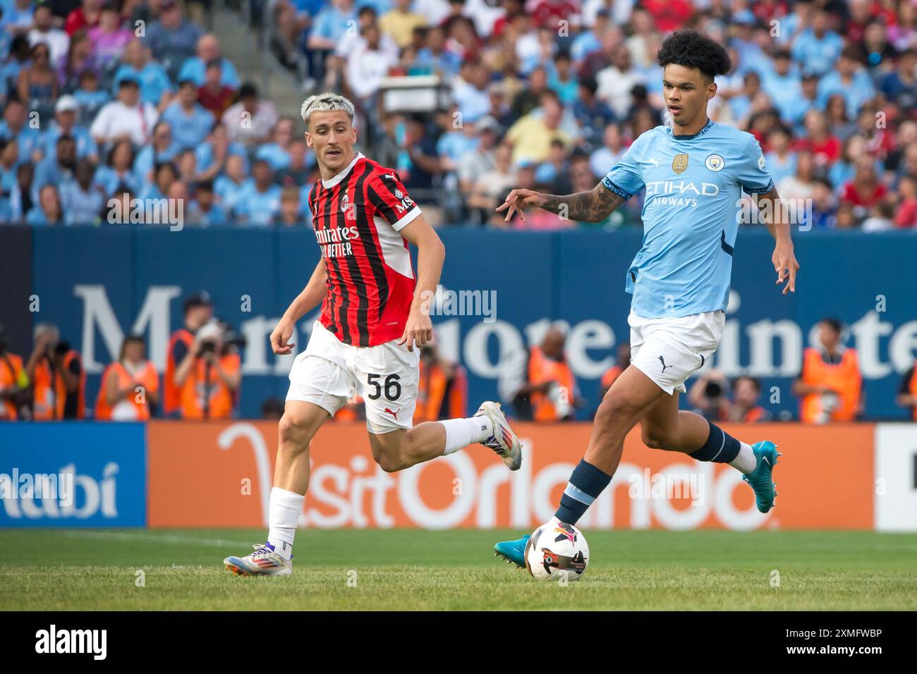 New York, Stati Uniti. 27 luglio 2024. Manchester City e Milan in un'amichevole internazionale allo Yankee Stadium di New York negli Stati Uniti questo sabato 27 luglio. Crediti: Brasile Photo Press/Alamy Live News Foto Stock