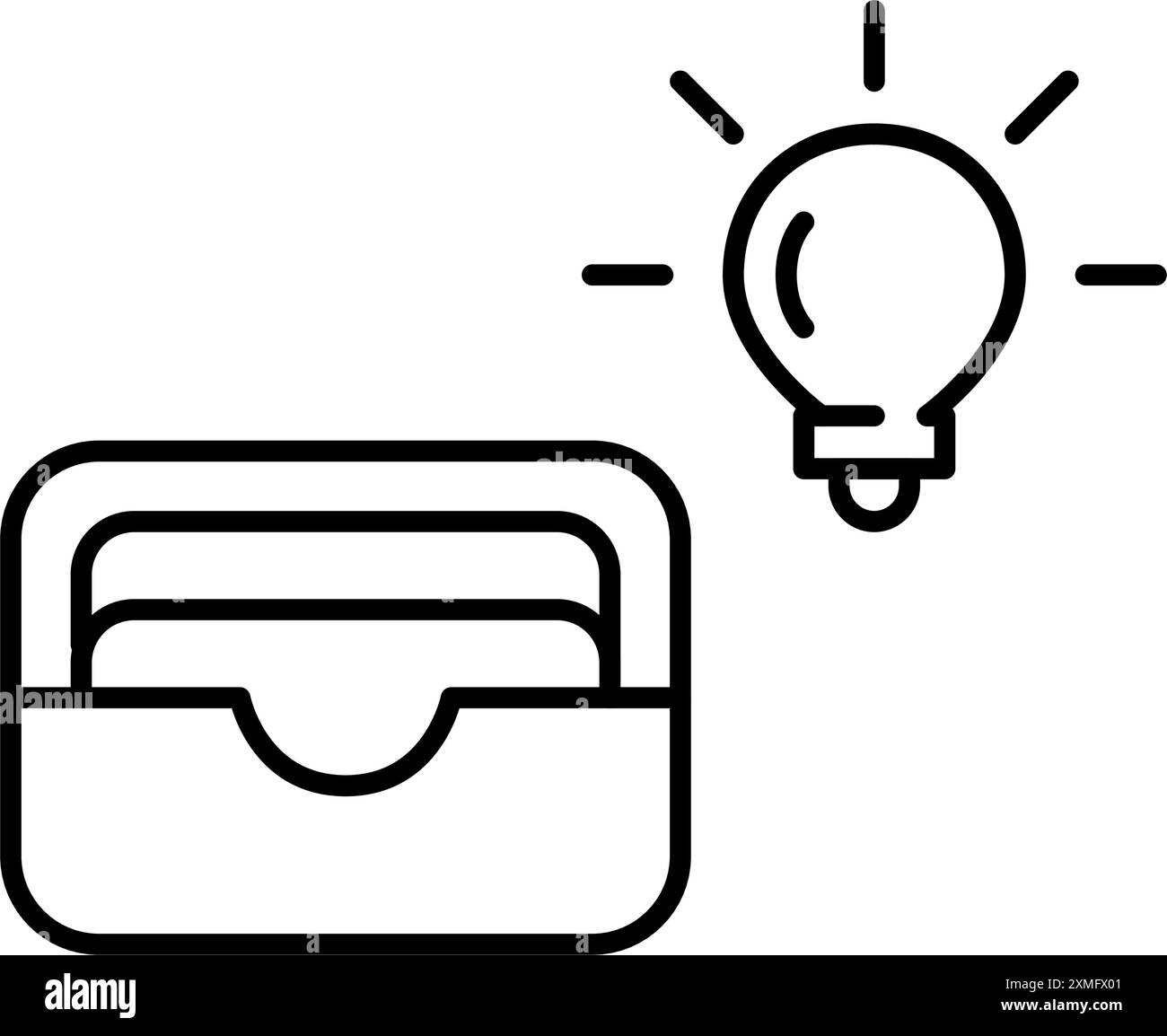 Porta carte di credito e lampadina. Soluzioni finanziarie creative, strumenti intelligenti per il budget e gli investimenti. Icona del vettore pixel Perfect Illustrazione Vettoriale