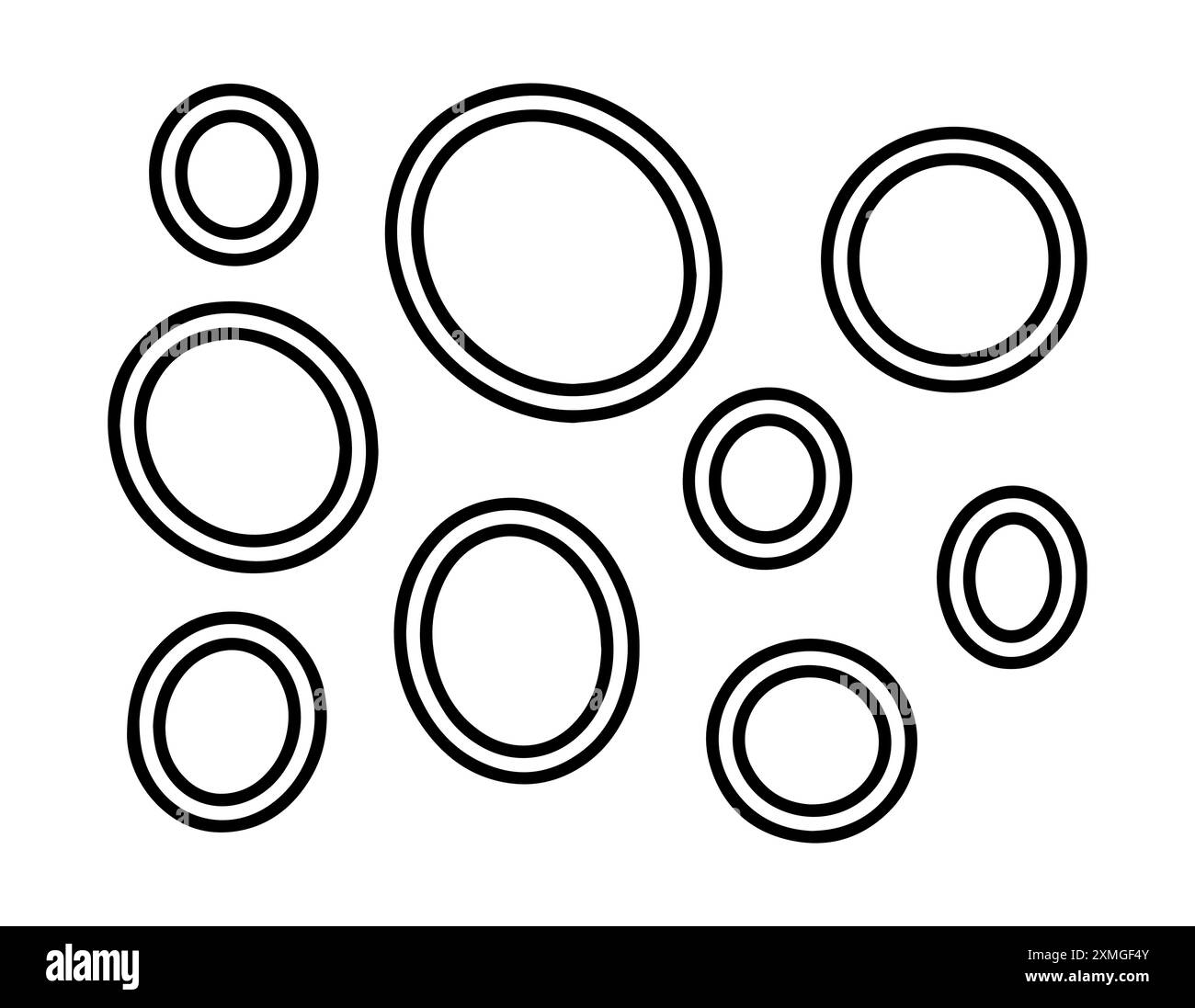 Sfondo del gruppo vettoriale. Grafica batik del gruppo geometria rotonda. Pittura a scarabocchi circolare disegnata a mano. Tratto pennello illustrazione del design. Concetto di vettore sfondo ART. Colore nero Illustrazione Vettoriale
