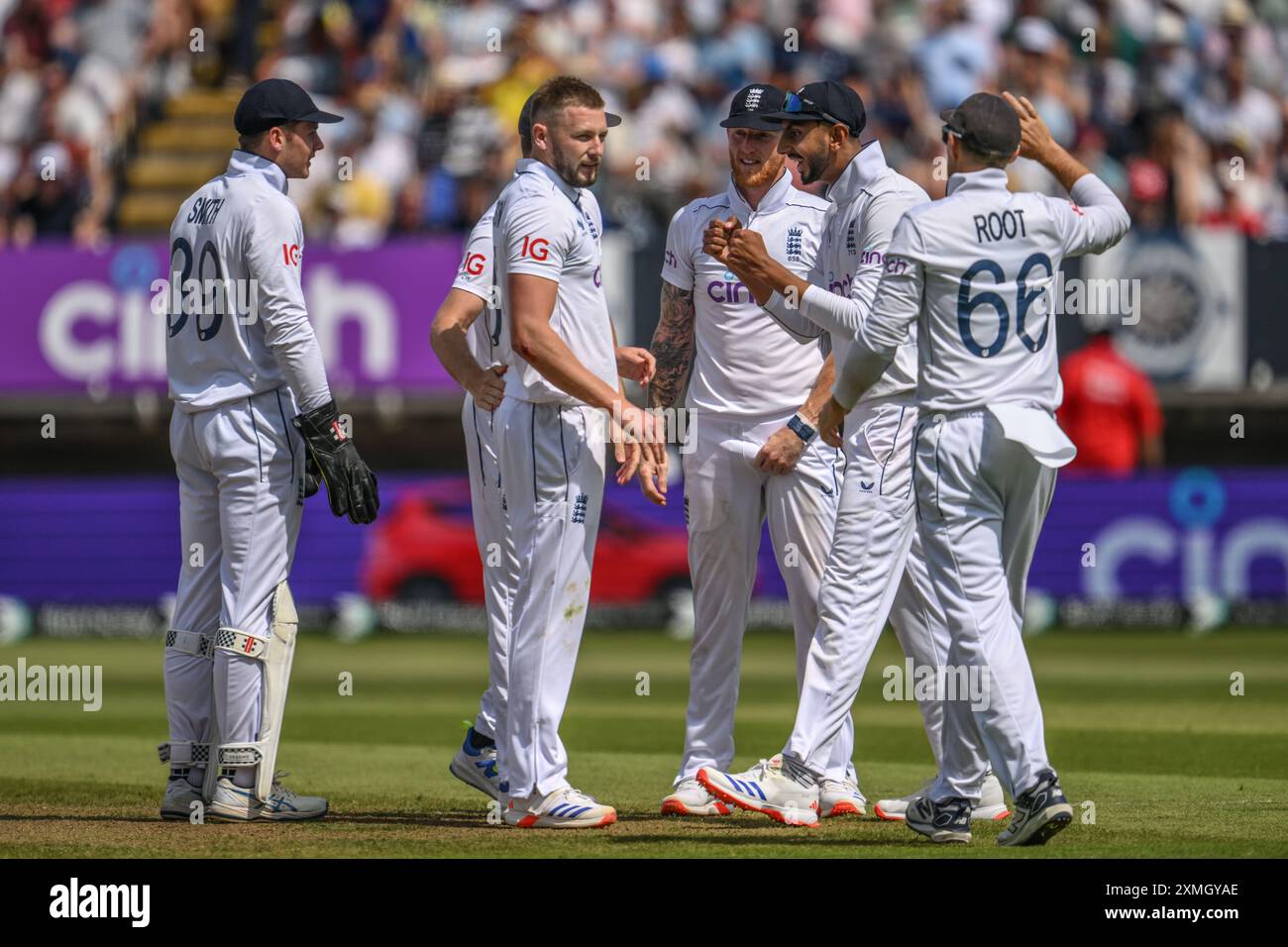 Durante il 3° Rothesay test Match Day 3 Inghilterra vs Indie occidentali a Edgbaston, Birmingham, Regno Unito, 28 luglio 2024 (foto di Craig Thomas/News Images) Foto Stock