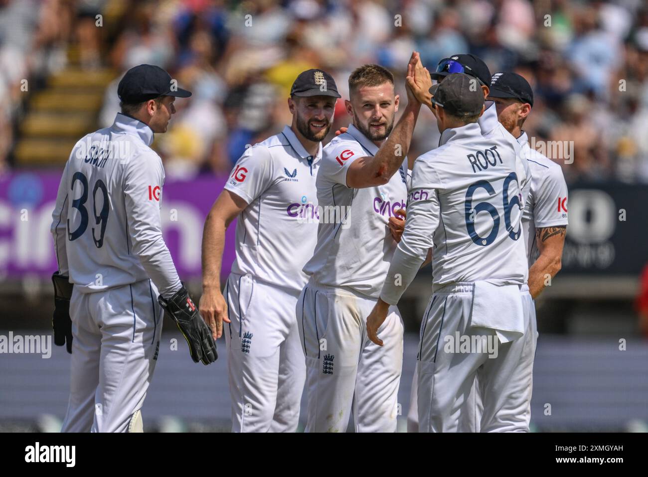 Durante il 3° Rothesay test Match Day 3 Inghilterra vs Indie occidentali a Edgbaston, Birmingham, Regno Unito, 28 luglio 2024 (foto di Craig Thomas/News Images) Foto Stock