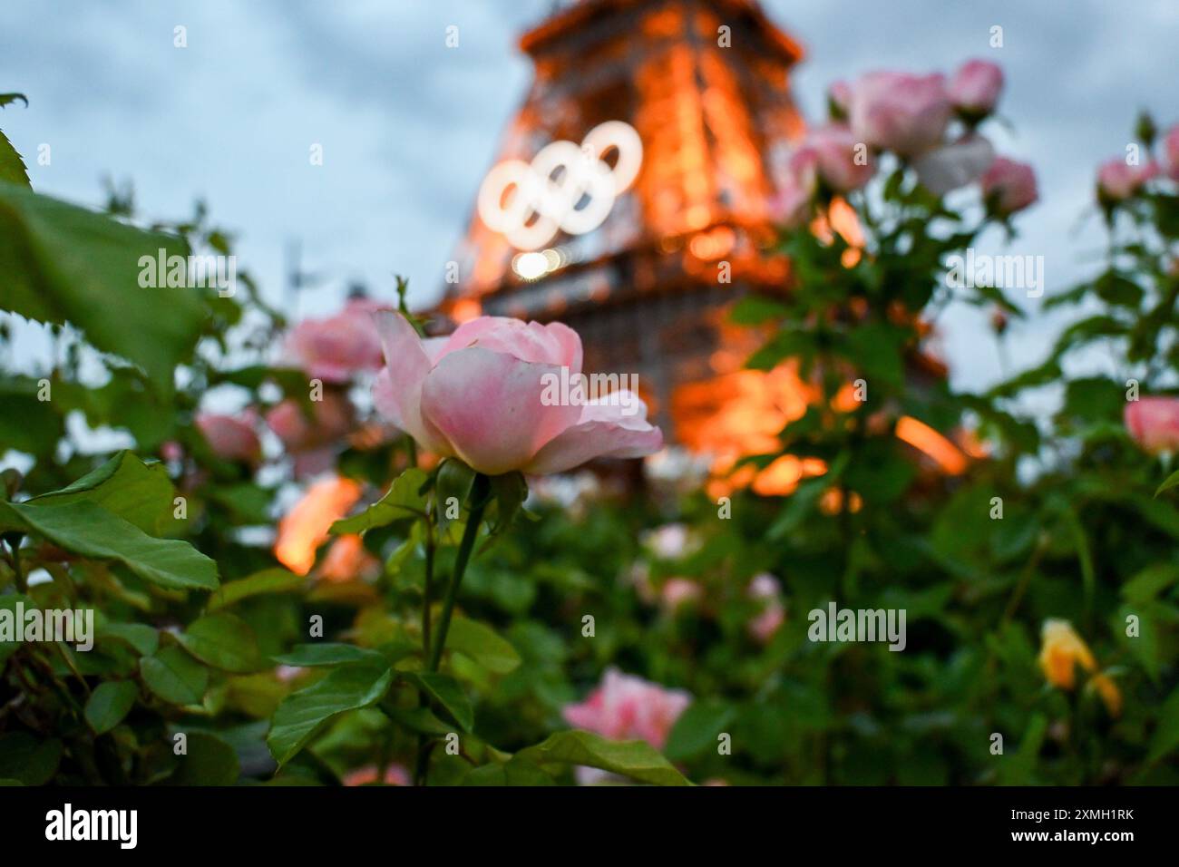 Parigi, Francia. 24 luglio 2024. Tour Eiffel durante i XXXIII Giochi Olimpici di Parigi 2024 sulla Senna a Parigi (Francia), 24 luglio 2024. Crediti: Insidefoto di andrea staccioli/Alamy Live News Foto Stock