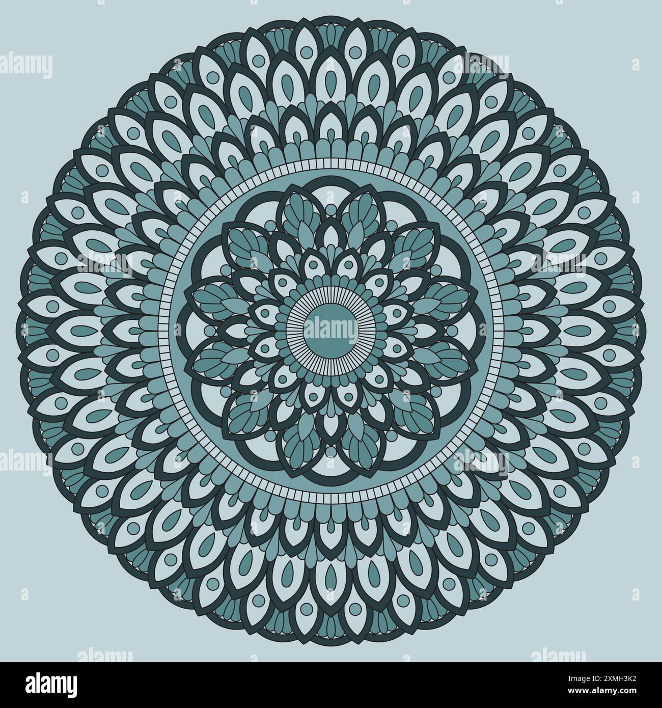 Design decorativo e colorato Mandala floreale. Illustrazione vettoriale ornamento con sfondo. Illustrazione Vettoriale
