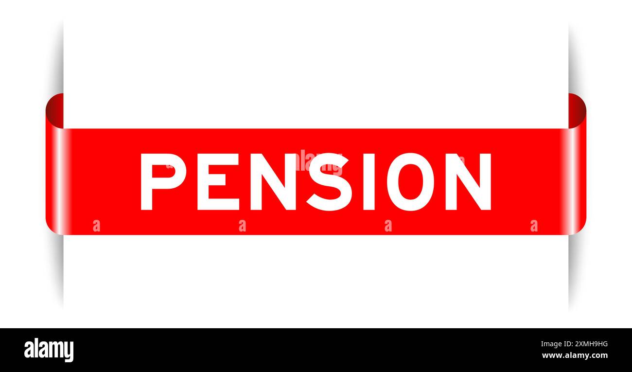 Banner etichetta inserito di colore rosso con la parola Pension su sfondo bianco Illustrazione Vettoriale